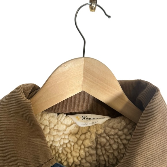 Vintage Key Imperial Denim Sherpa Lined Trucker Jacket Corduroy Size USA 80s - Picture 5 of 5